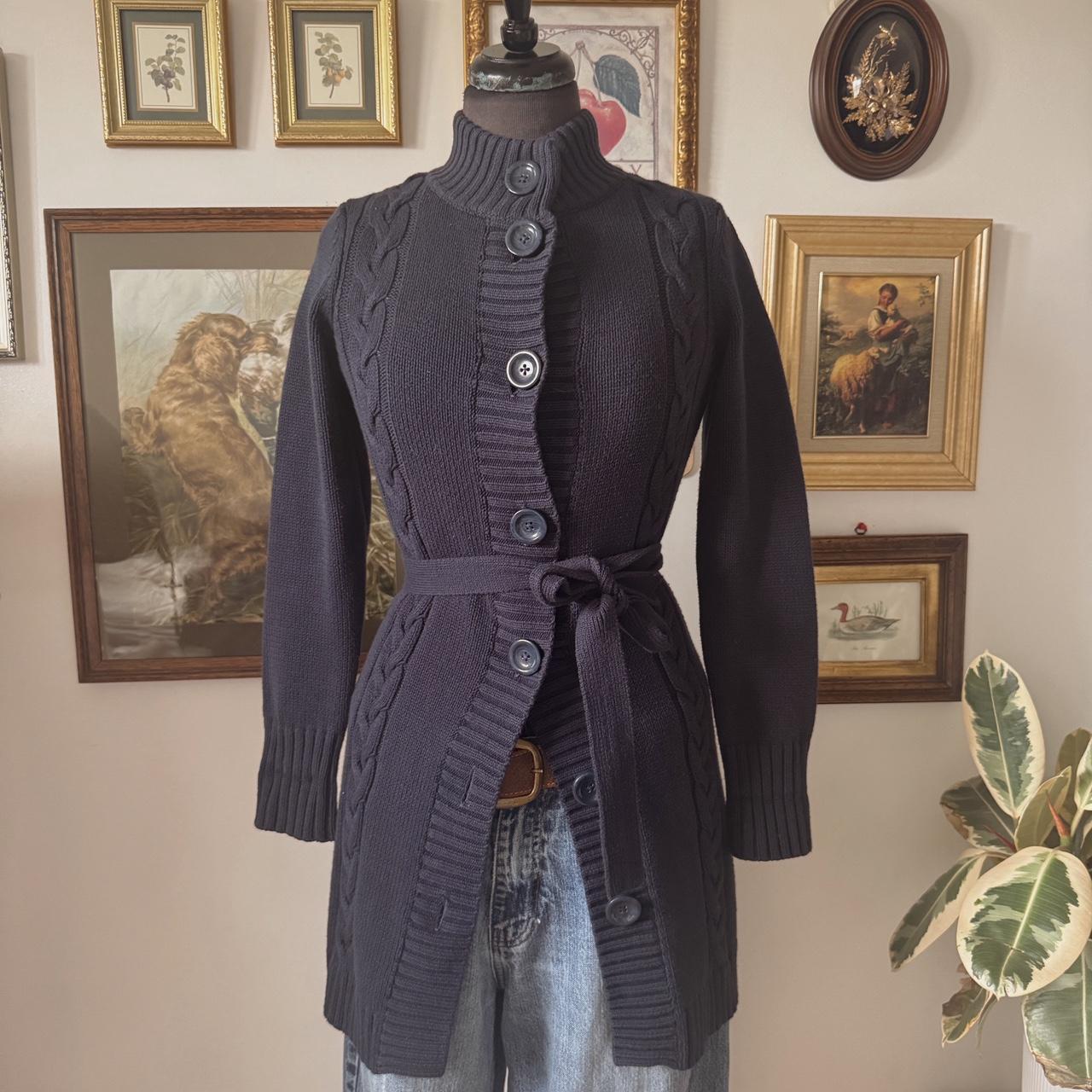 Y2K navy knit long cardigan (XS)