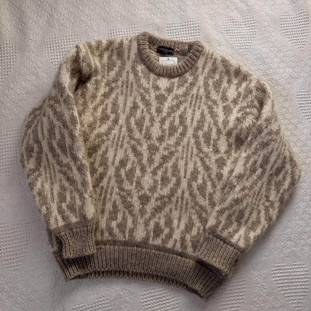 Cream vintage wool knit sweater (M)
