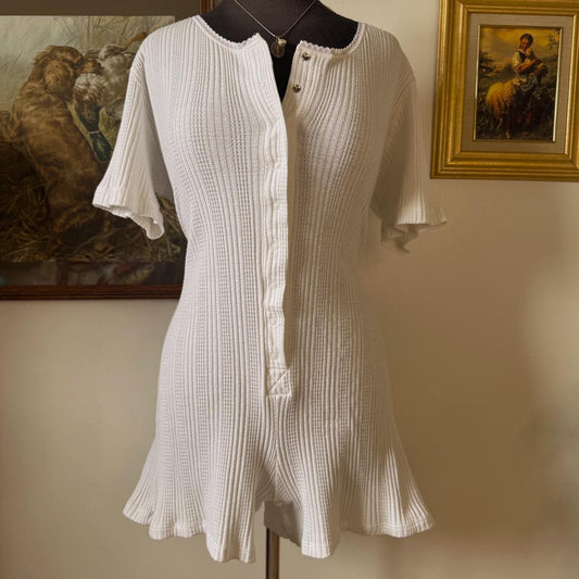 Vintage white knit romper (L)
