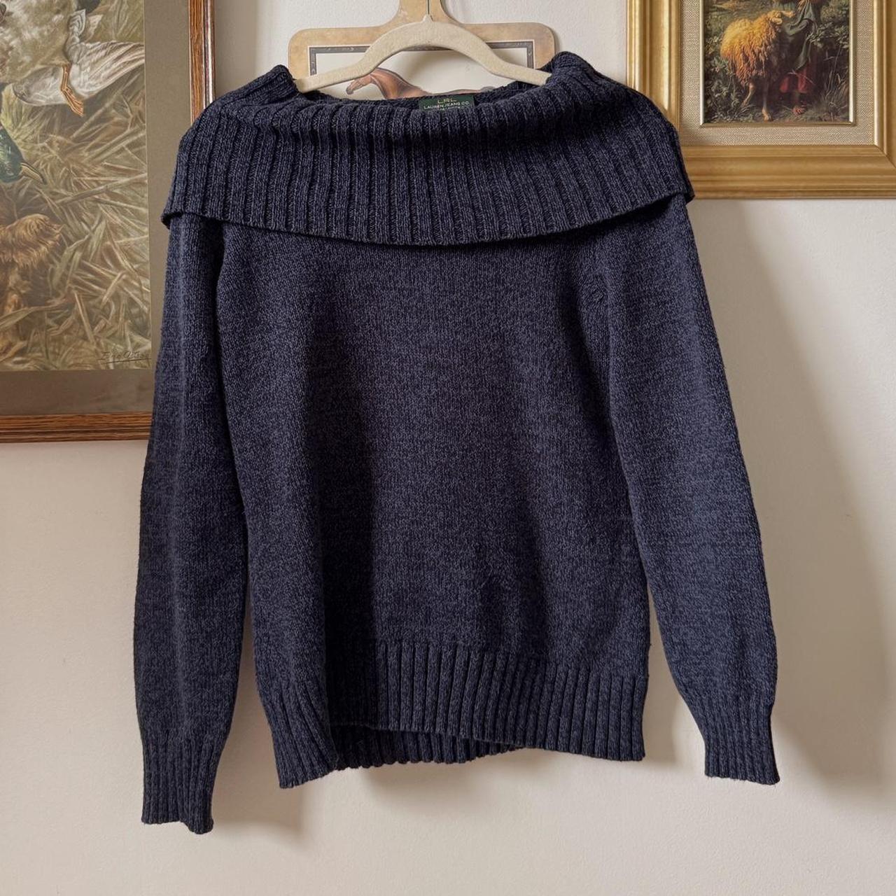 Navy off the shoulder knit sweater (M)