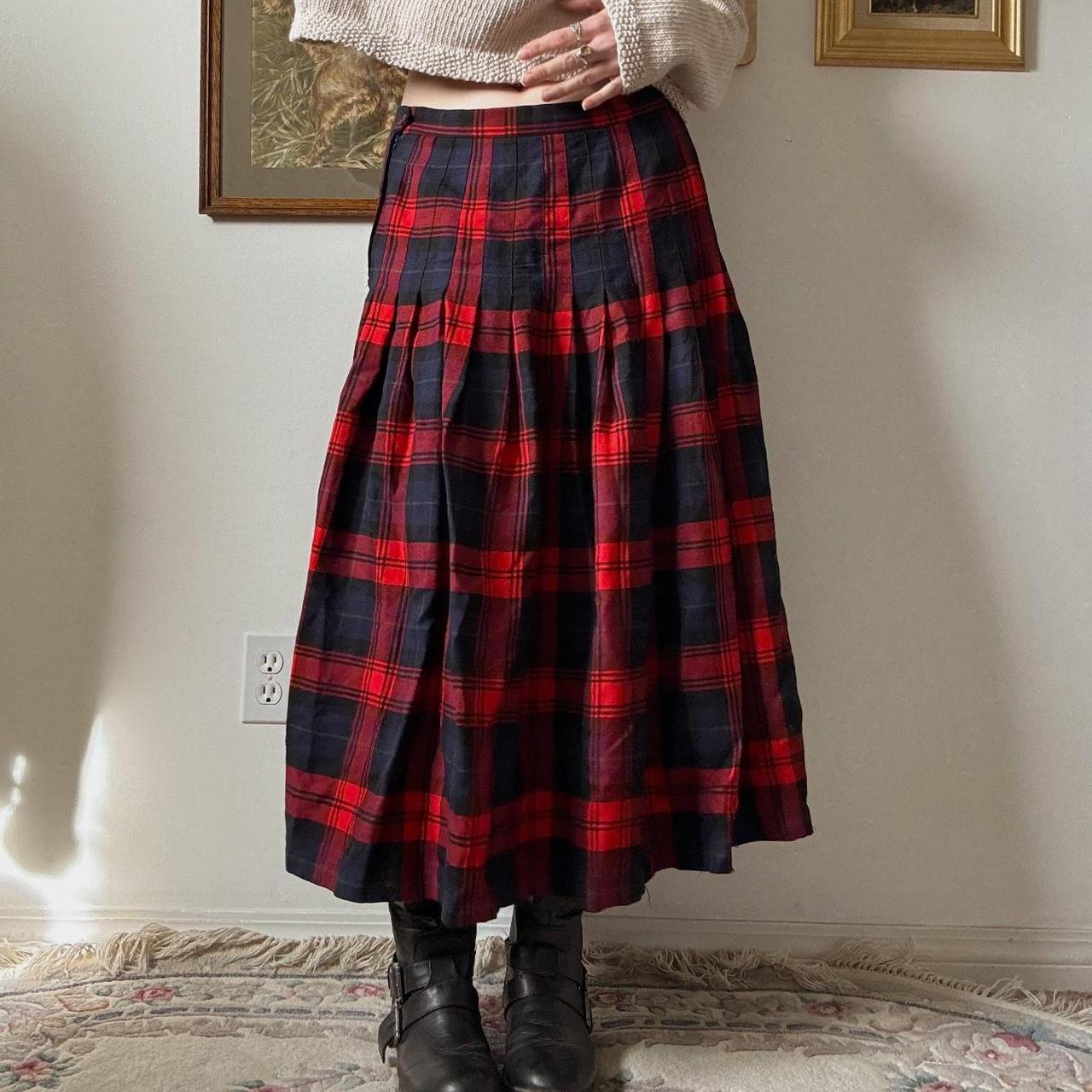 Fall plaid maxi skirt (32")