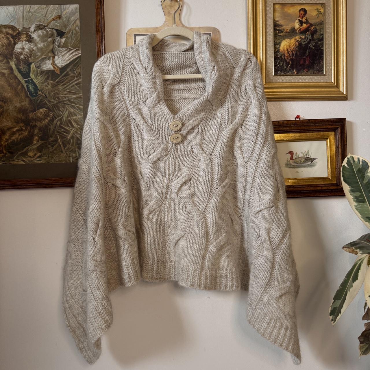 Cream grey knit poncho