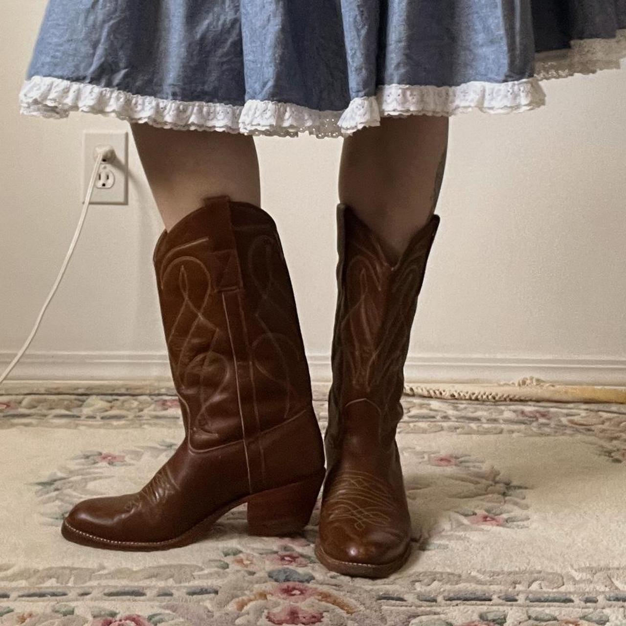 Brown leather cowboy boots (8)