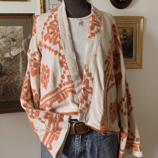 Boho western wool jacket (L)