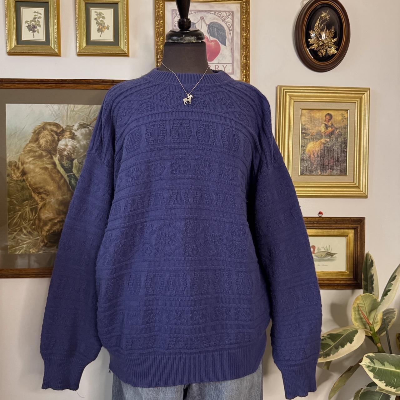 Cozy blue vintage knit sweater (L)