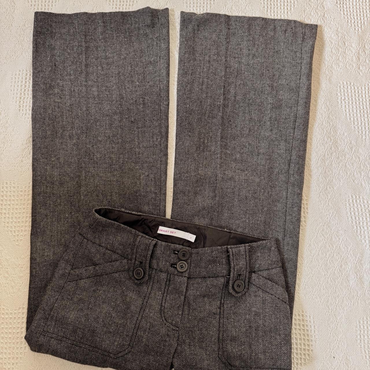 Low rise tweed wide leg trousers (S)