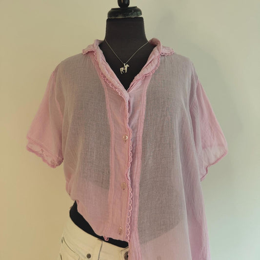 Pink cotton button up (XL)