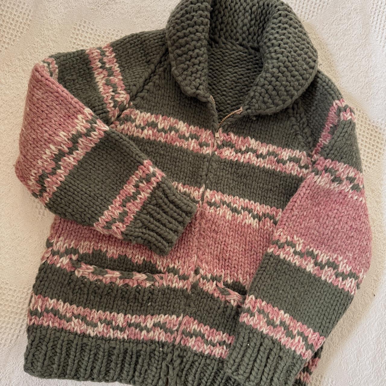 Green & pink striped wool jacket (S)