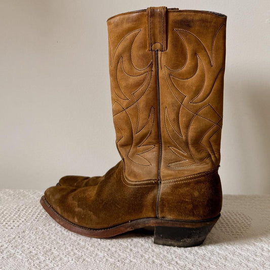Brown suede leather cowboy boots (9.5)