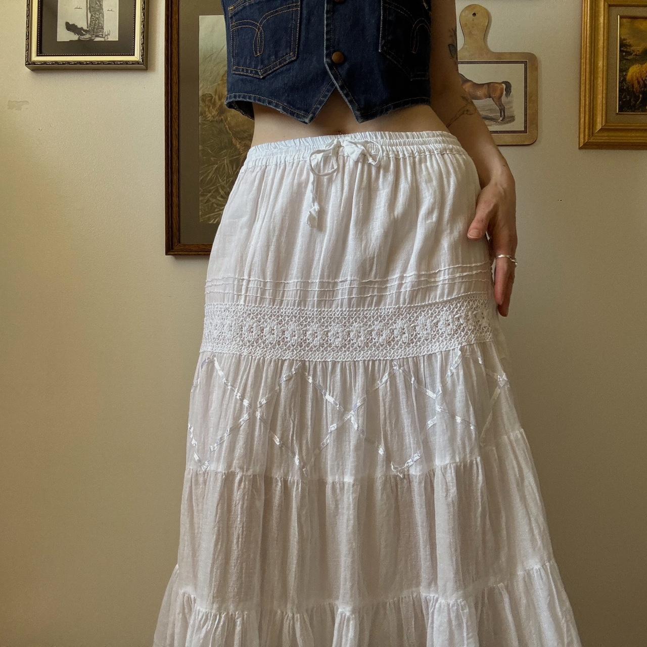 White tiered midi skirt (S/M)