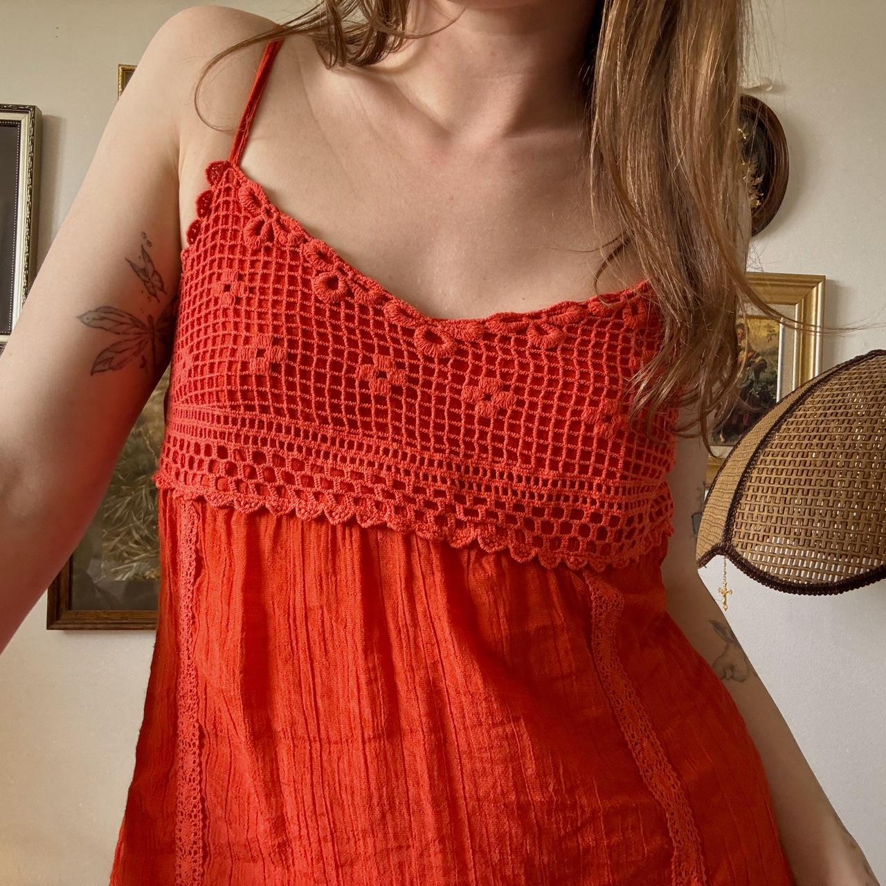Red crochet lace mini dress (S)