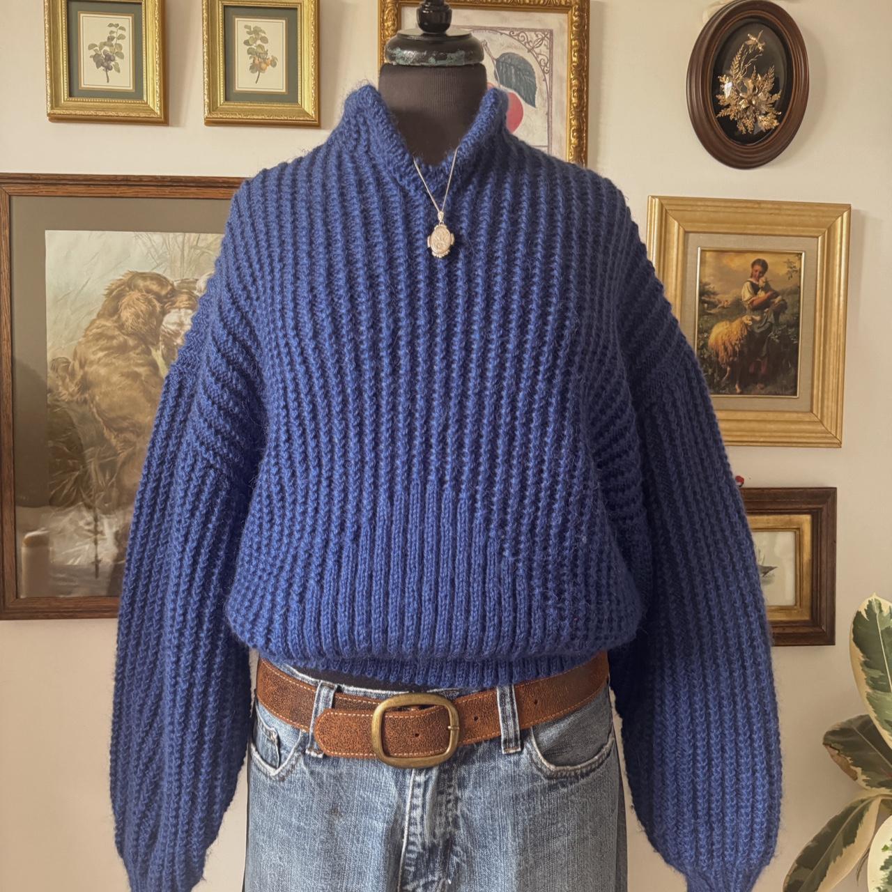 Chunky hand knit cobalt blue (M/L)