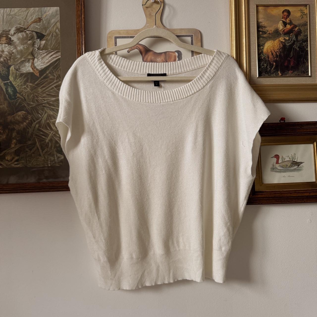 White knit boatneck top (S)