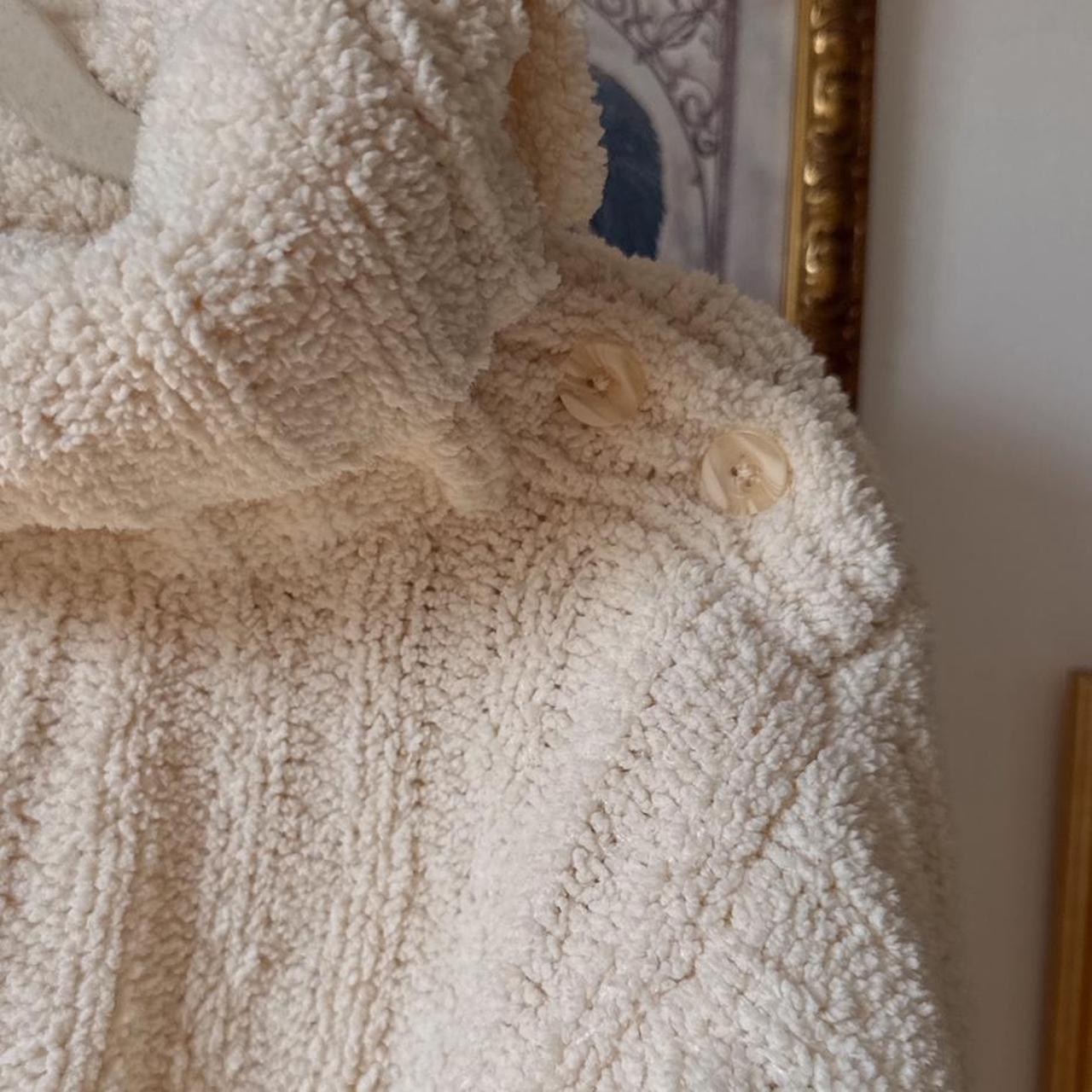 Plush cream convertible funnel neck sweater (S)