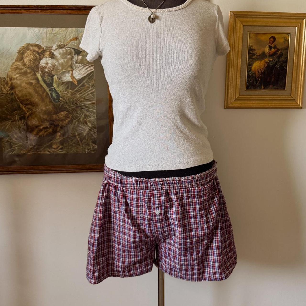 Burgundy plaid boxer shorts (S/M)