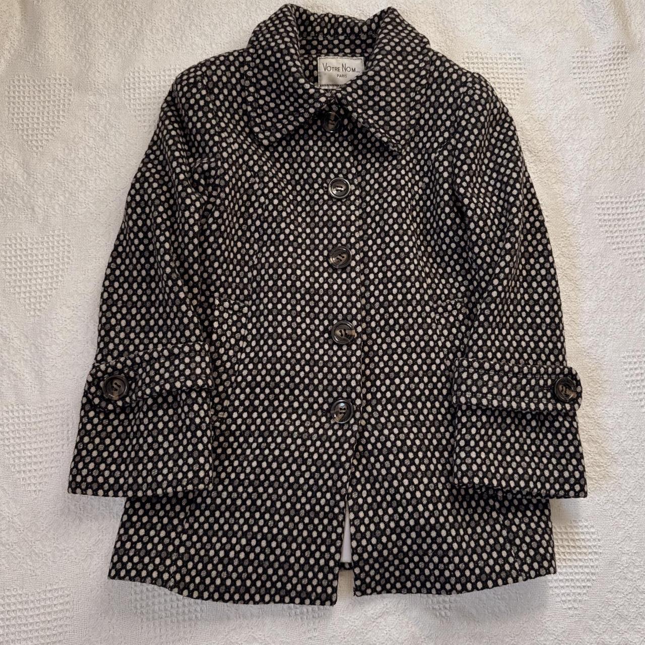 Wool polkadot pea coat (M)