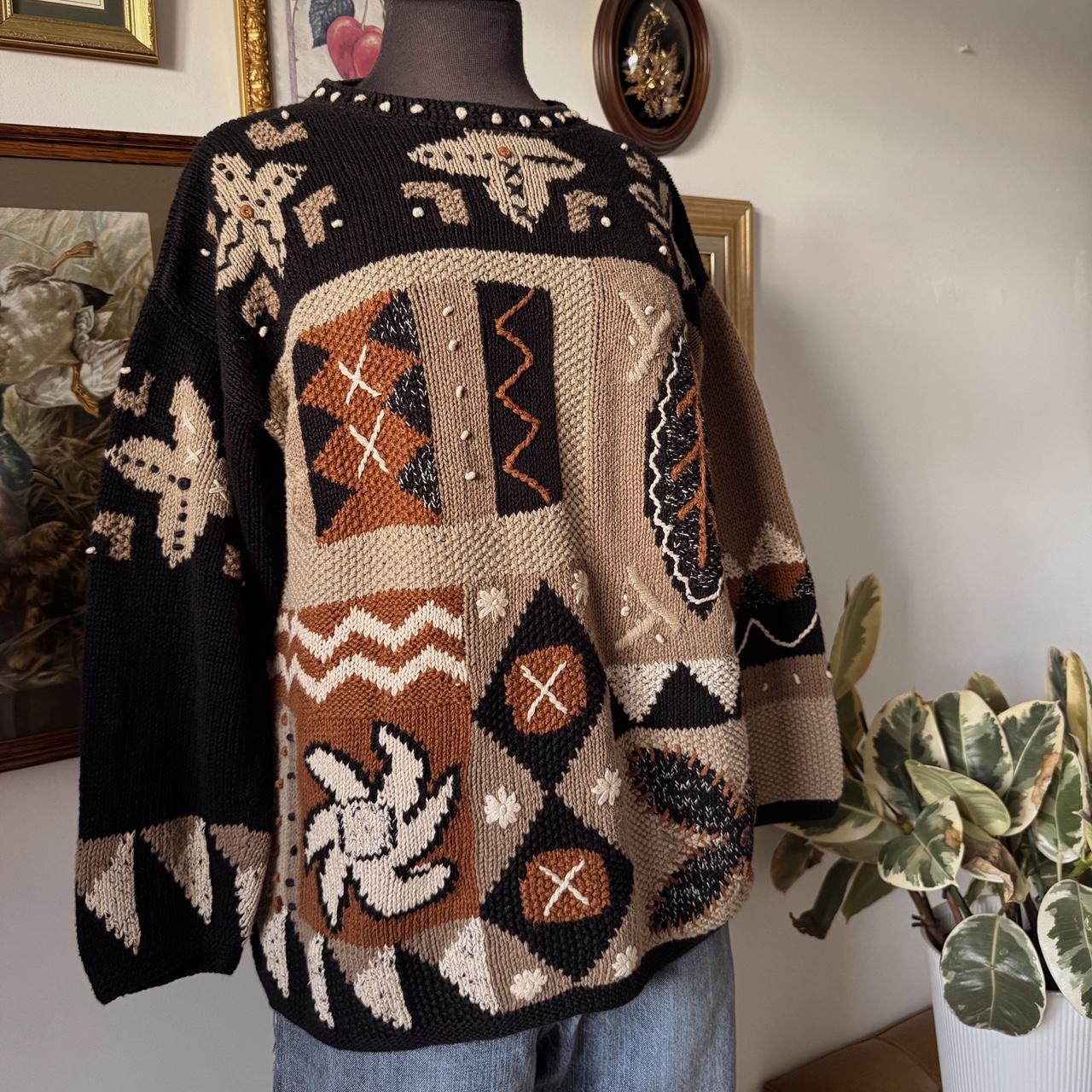 90s vintage neutral abstract sweater (S)