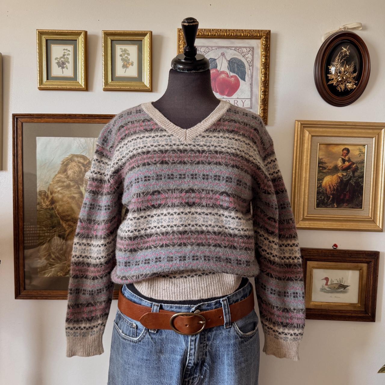 Vintage muted multi striped knit sweater (S)
