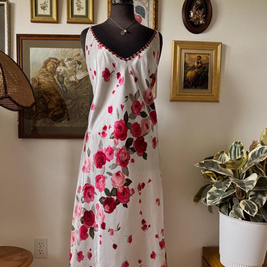 Cream rose maxi slip dress (XL)