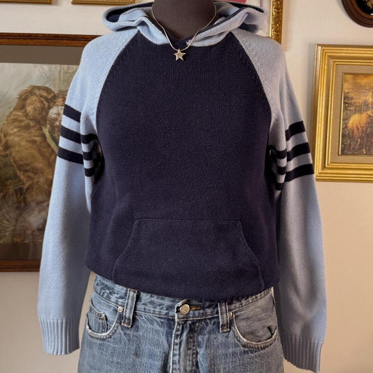 Y2K navy knit hoodie (S)
