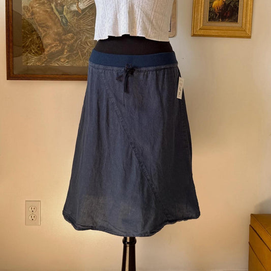 Navy hemp midi skirt (S)