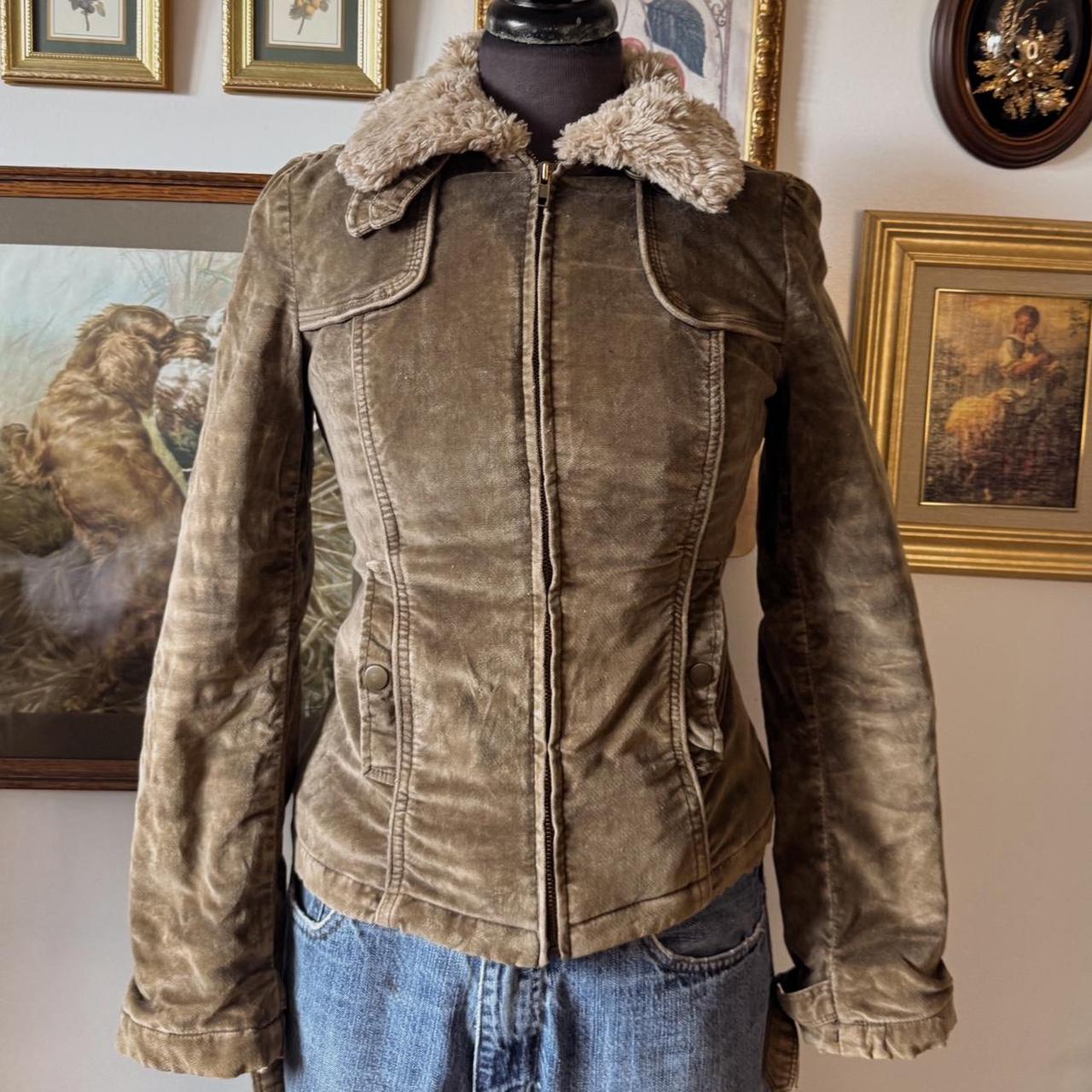 Khaki velvet fall jacket (XS)