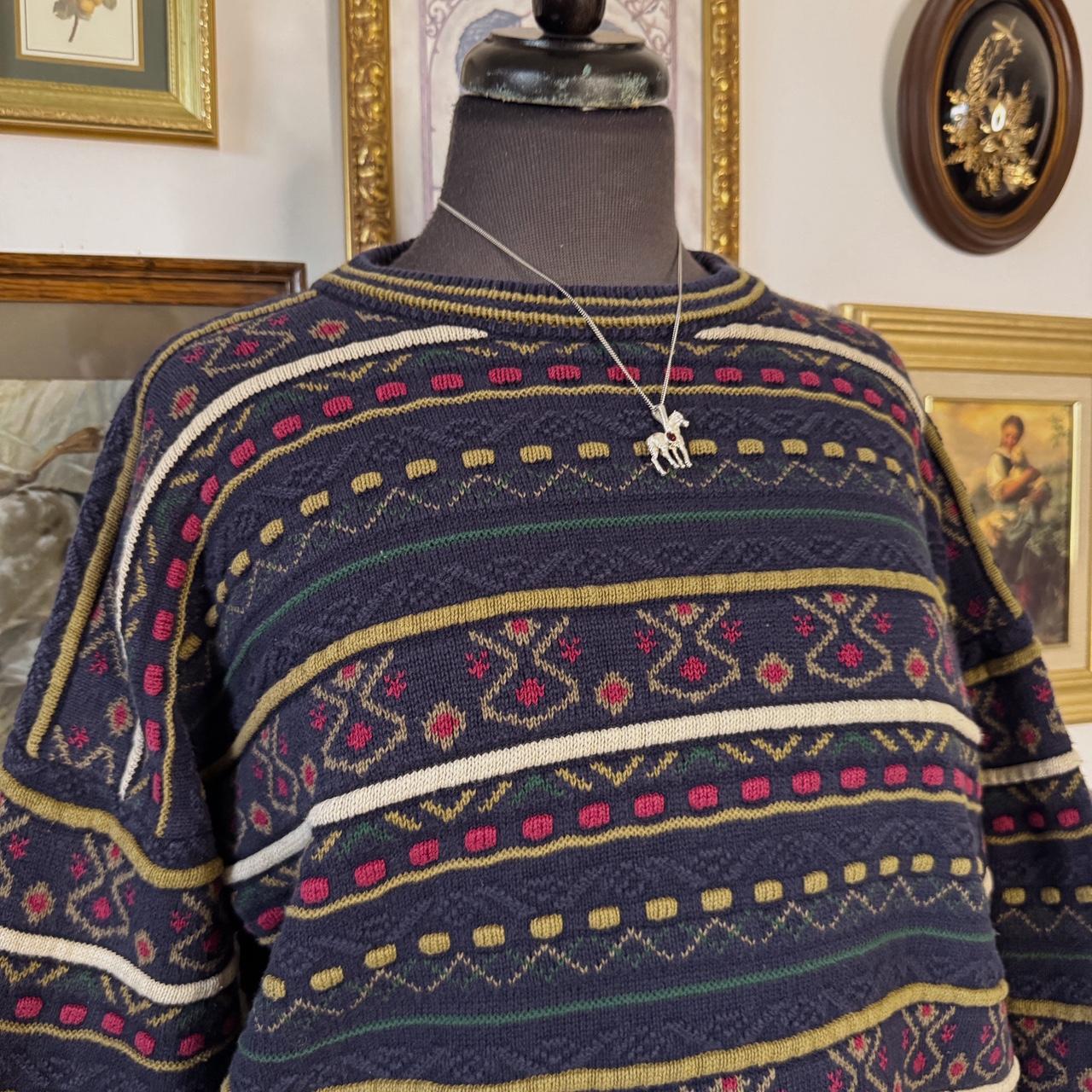 Navy & burgundy 90s striped sweater (L)