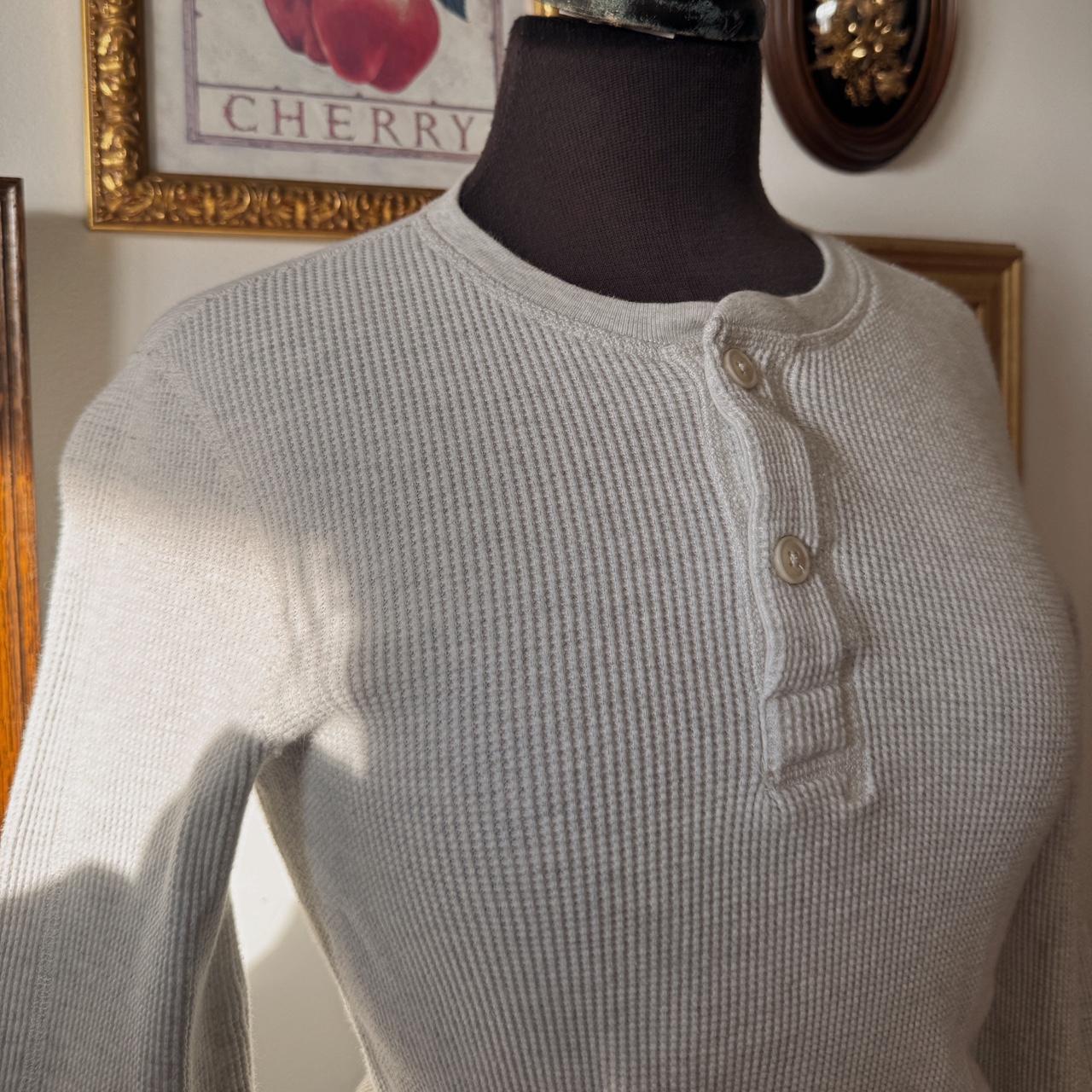 Light cloud grey waffle knit top (S)