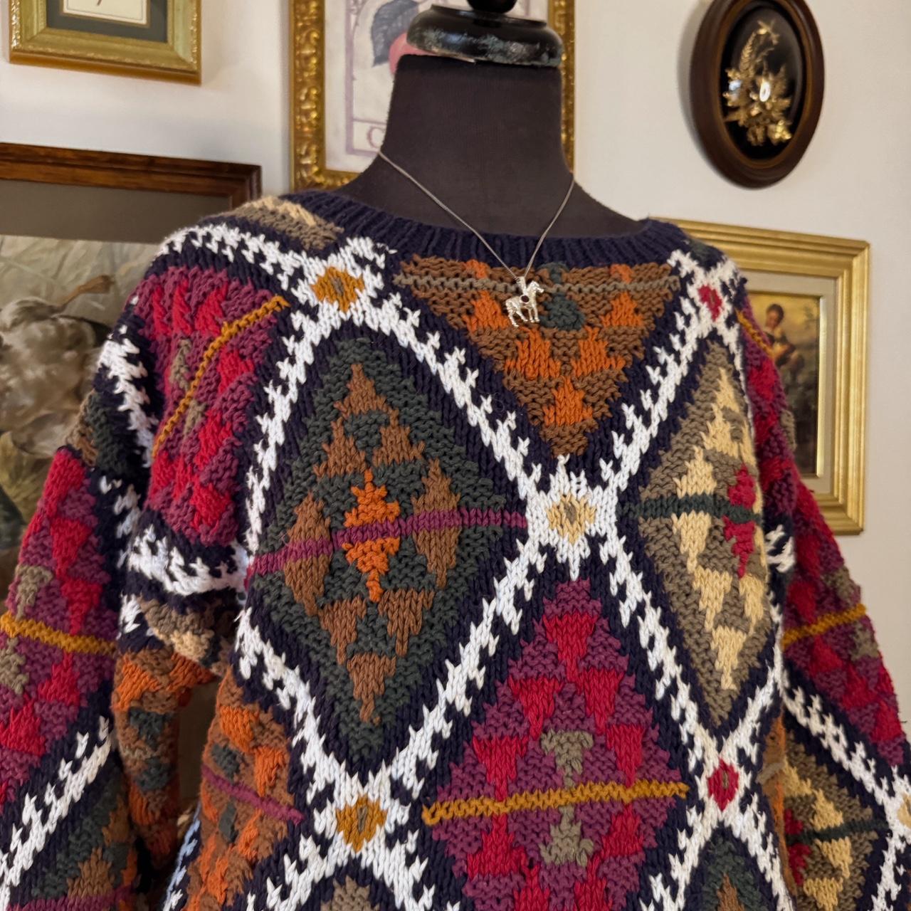 Vintage 90s abstract pattern knit sweater (M)