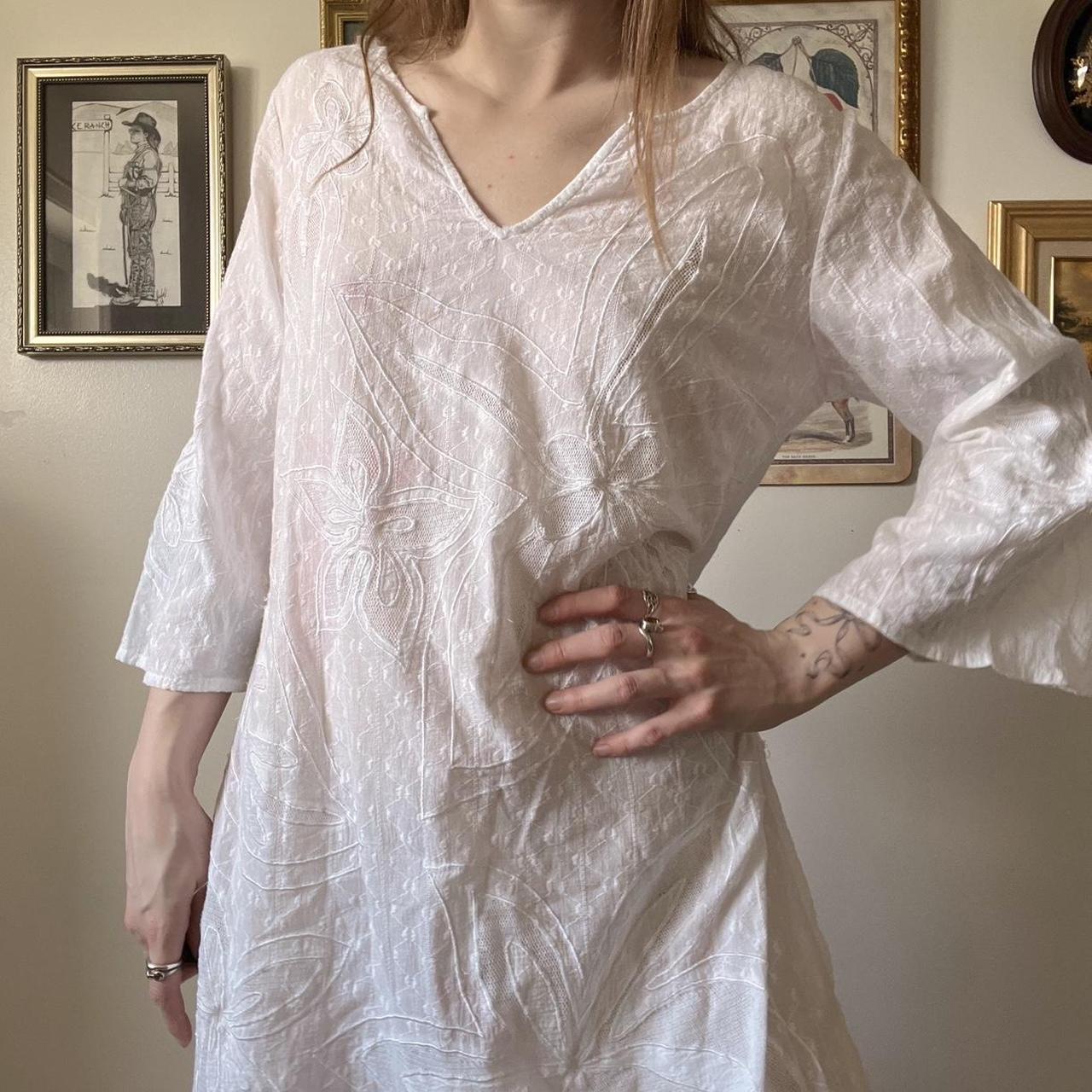 White floral tunic dress (S)