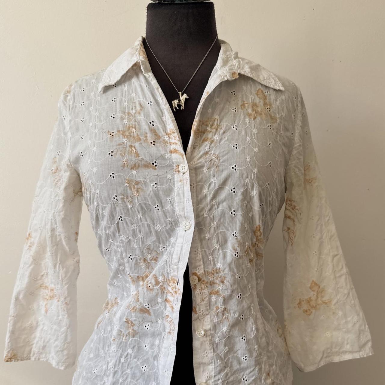 White eyelet cottage blouse (M)