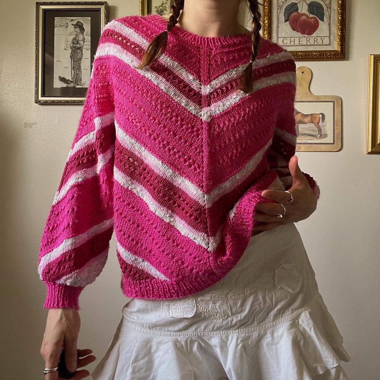 Pink crochet knit top (S/M)