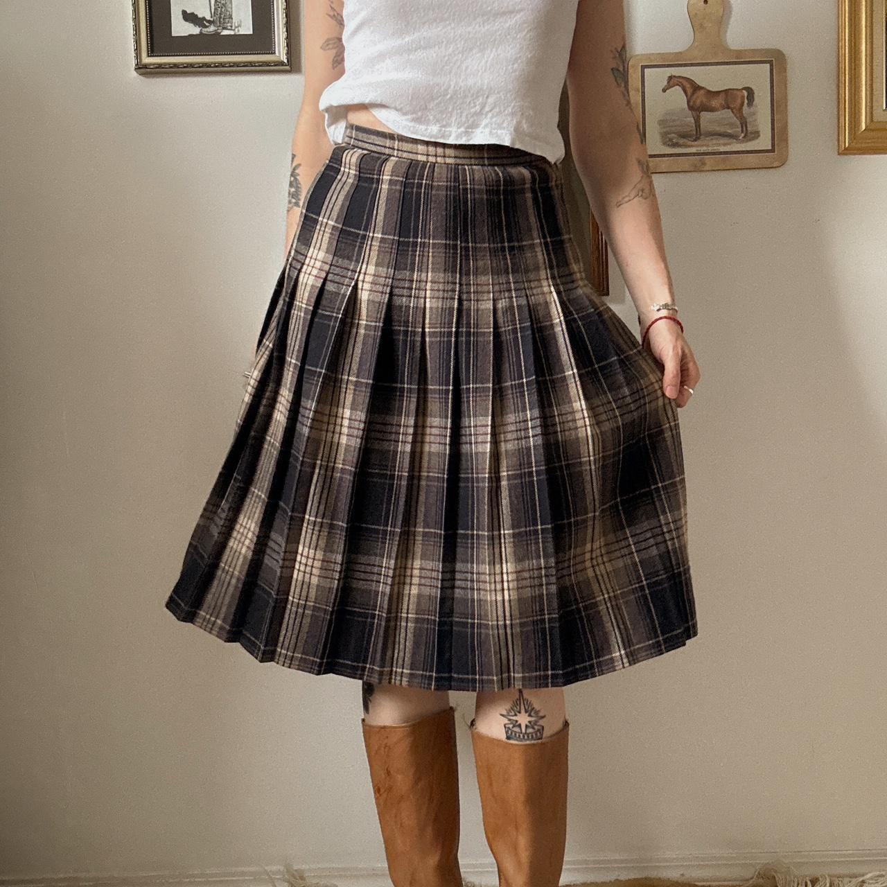 Pleated fall plaid skirt (24")