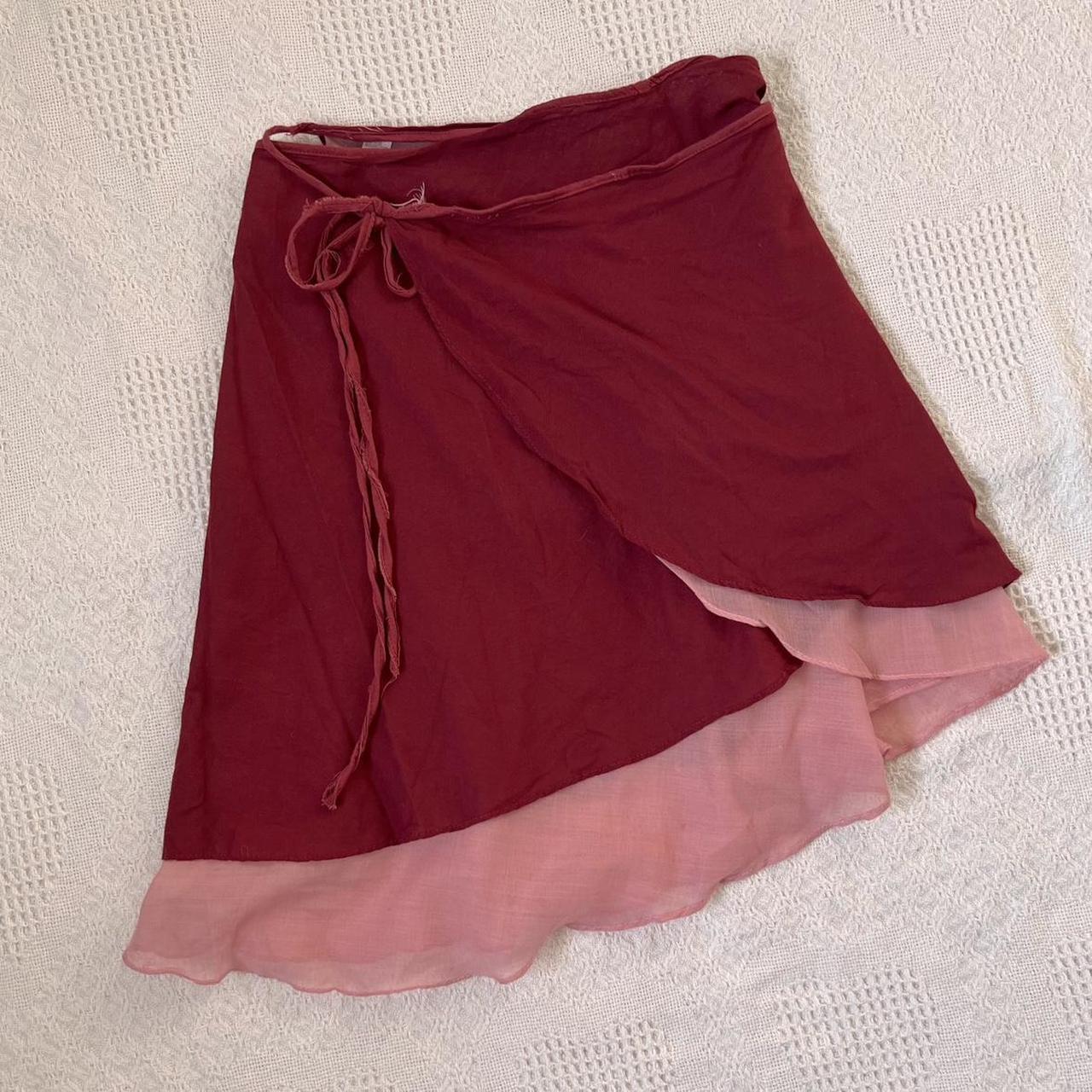 Burgundy rose wrap skirt (S)