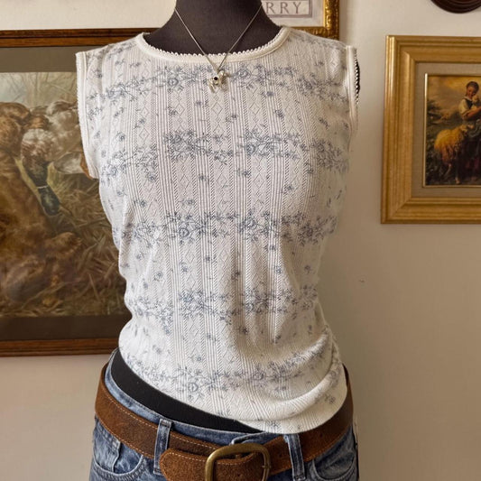 Cream pointelle tank top (L)