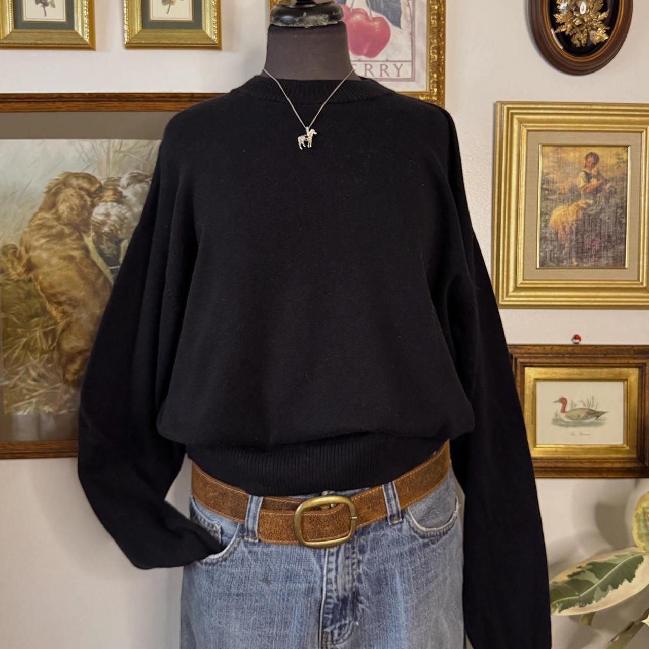 Black cotton mock neck knit (L)