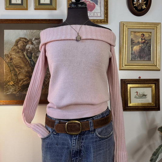 Pink cashmere off the shoulder sweater (M)