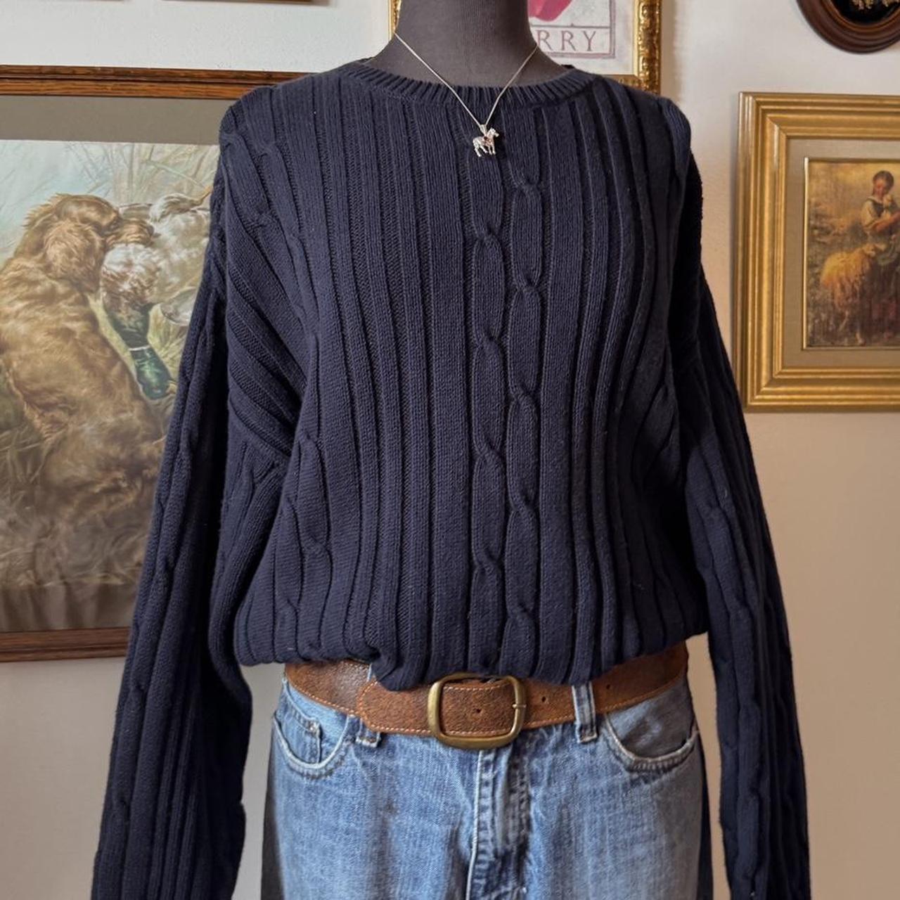 Navy cable knit oversized sweater (L)
