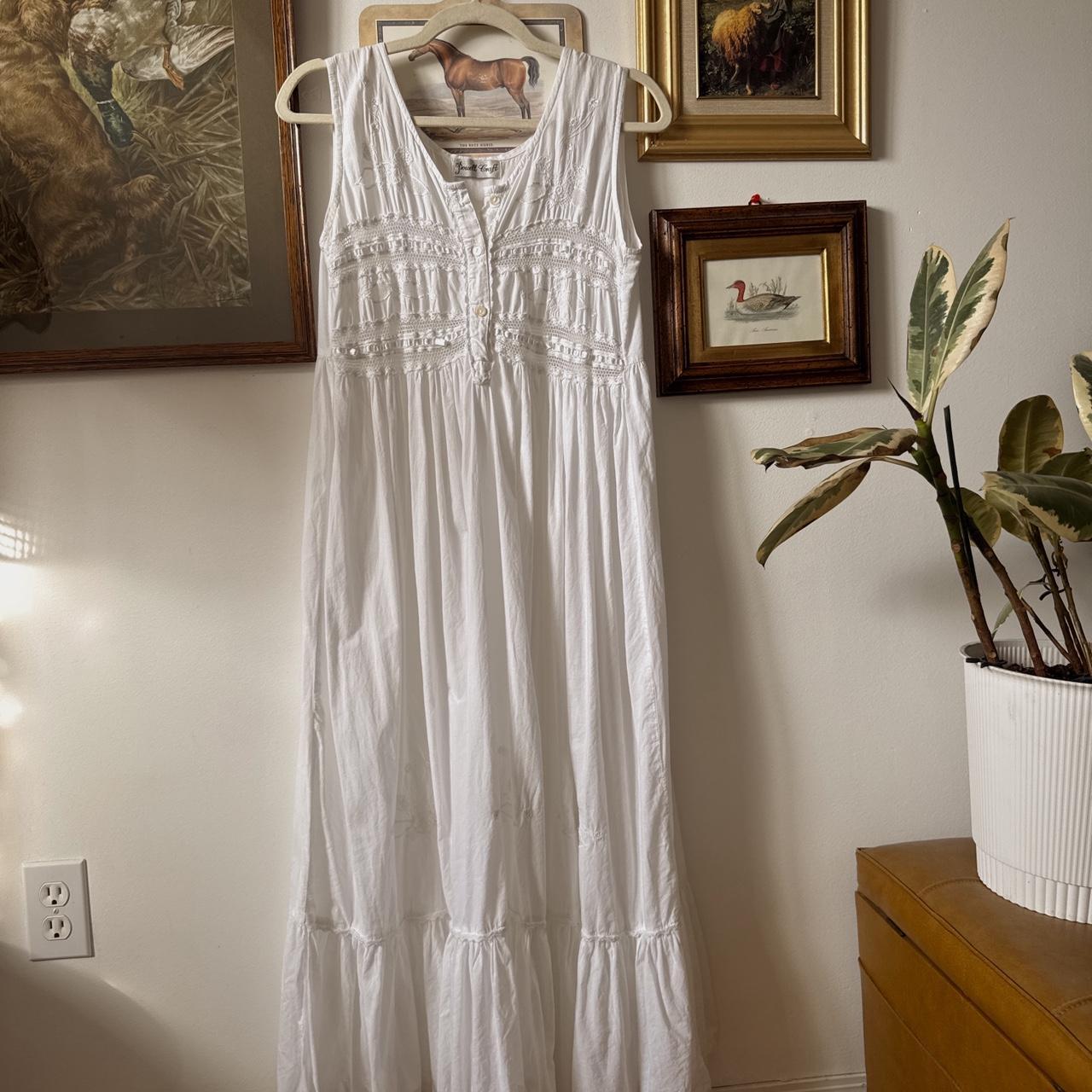 Vintage white ruffle maxi dress