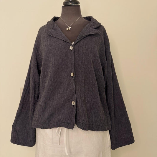 Navy striped cotton jacket (XL)