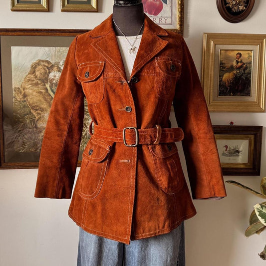 Rust orange suede 70s jacket (S/M)