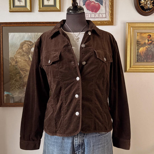 Brown corduroy button-up jacket (M)