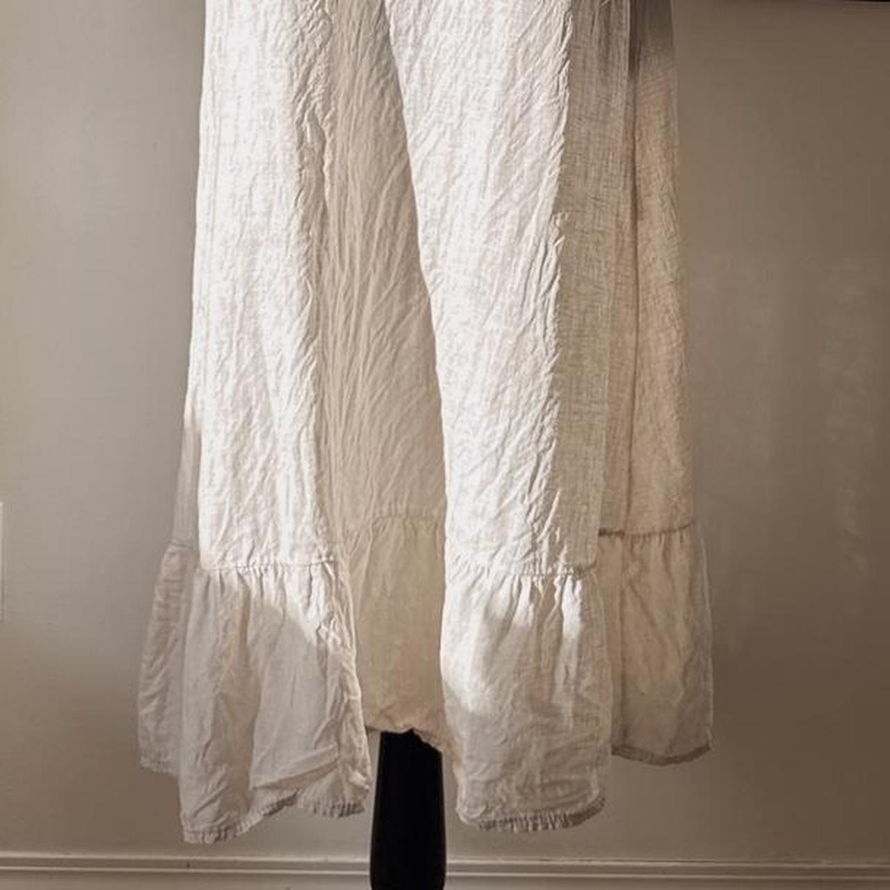 Cream linen ruffle maxi dress (XL)