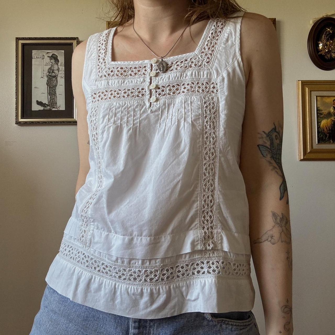 Cotton eyelet tank top (S)