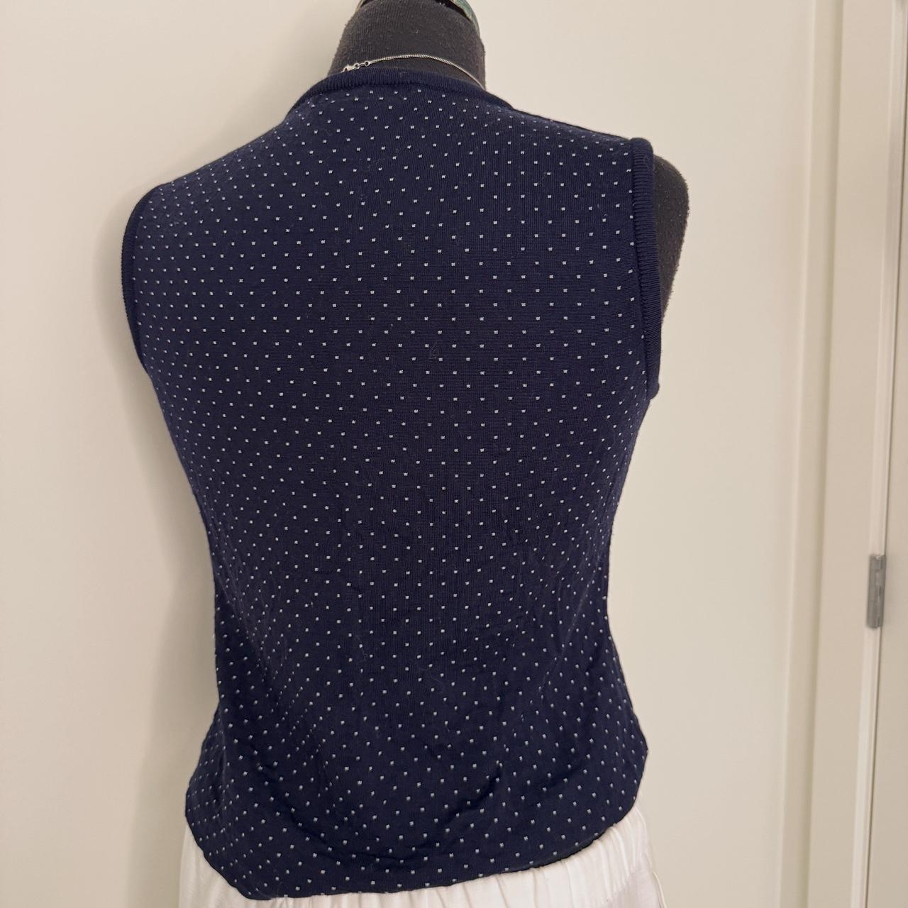 Navy polka dot knit tank top (S)