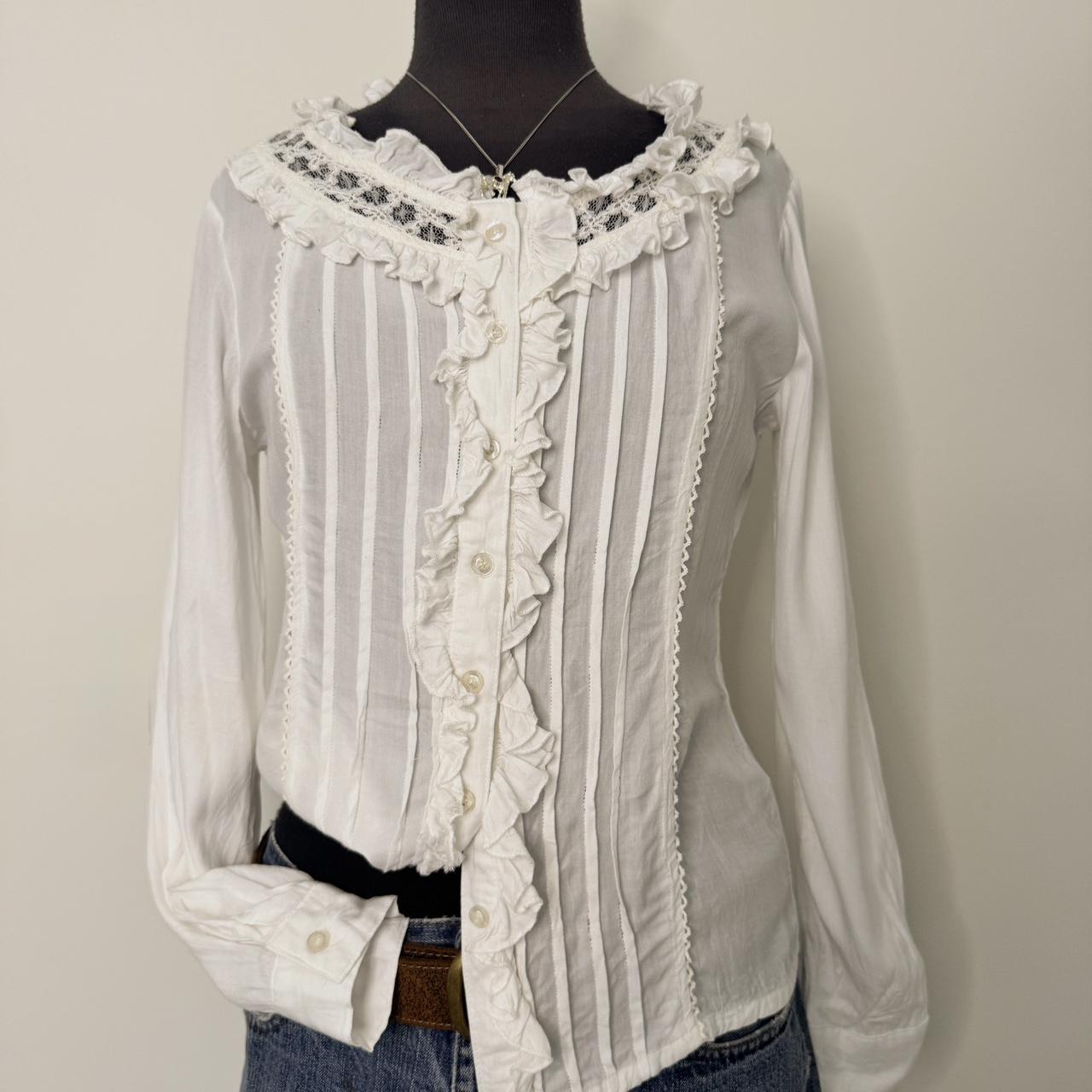 White cottage ruffle lace blouse (M)