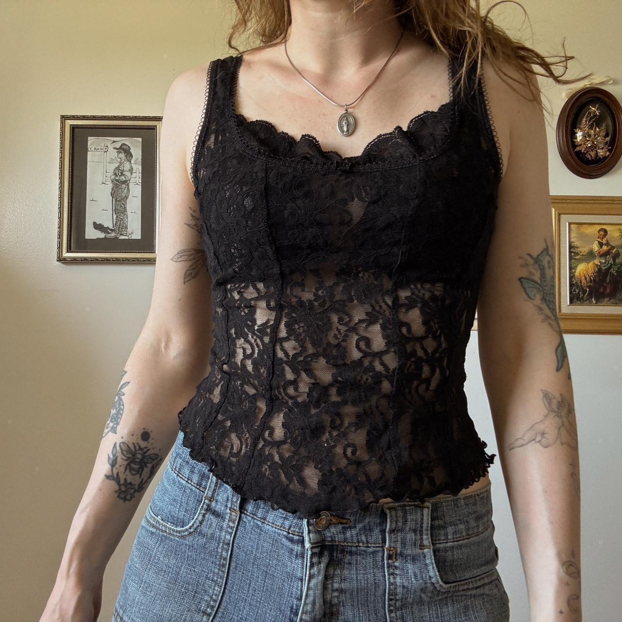 Angelic black lace cami (S)