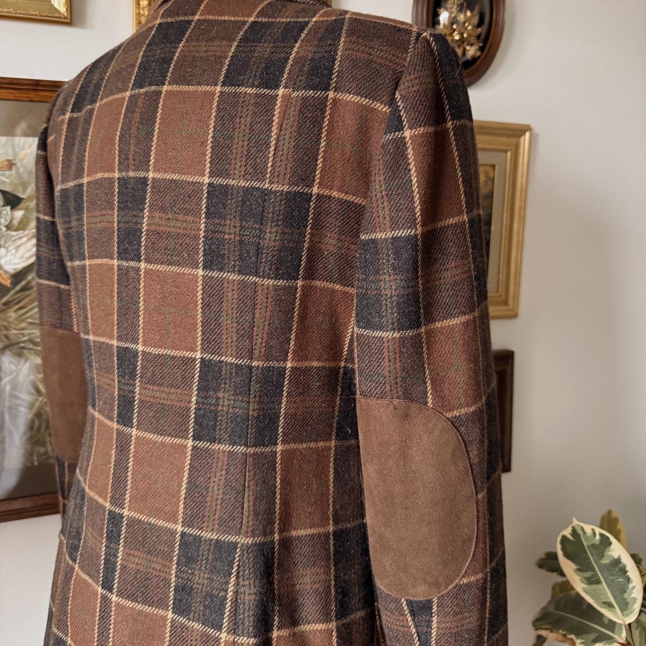 Vintage brown plaid wool skirt set (M)