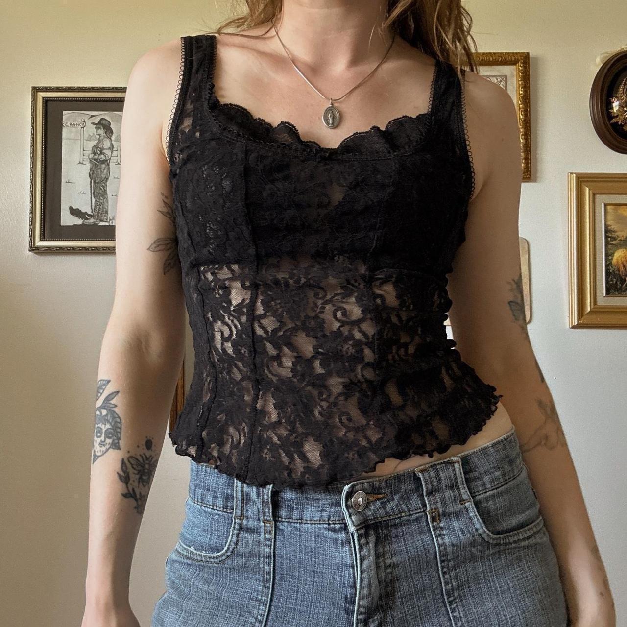 Angelic black lace cami (S)