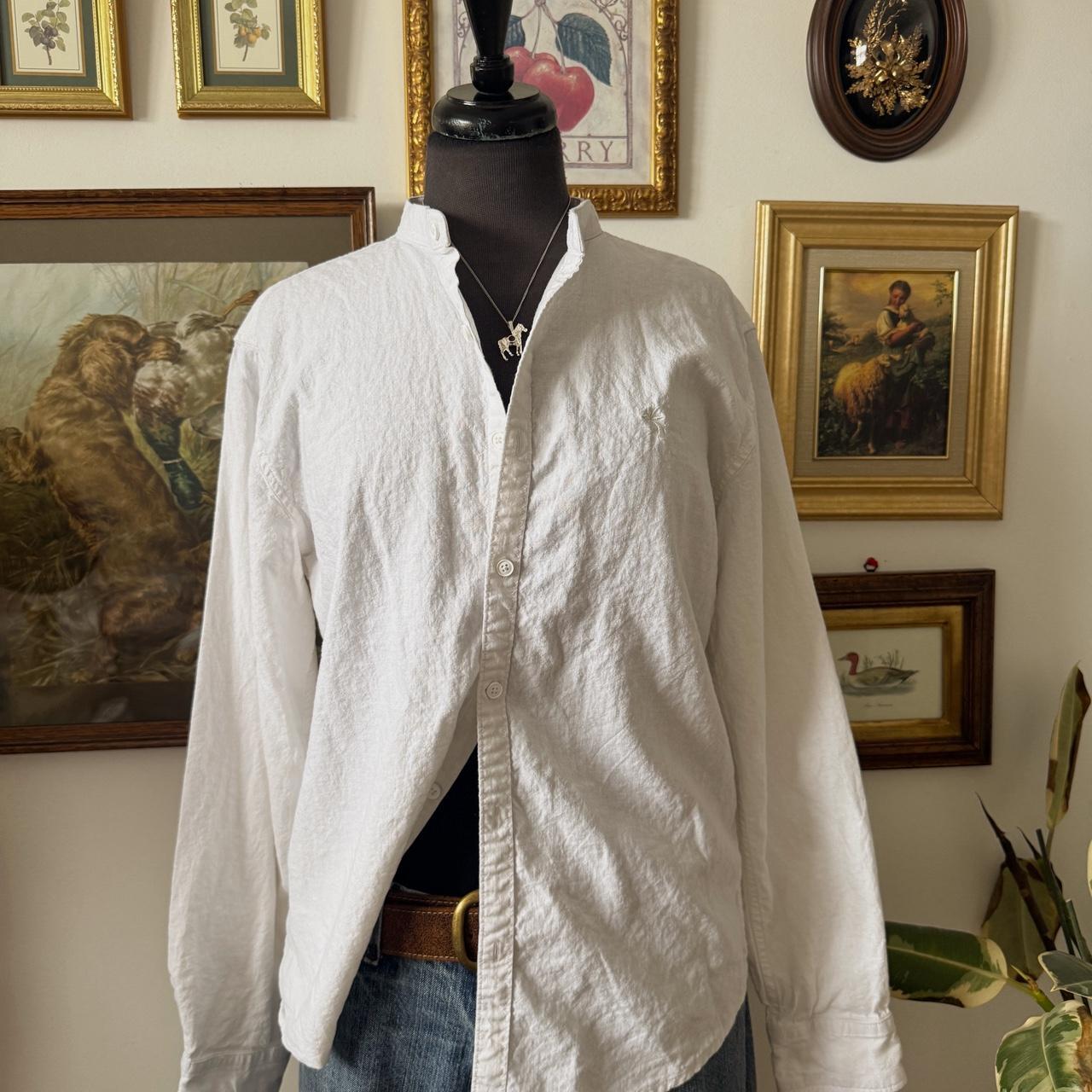 White linen button up shirt (L)